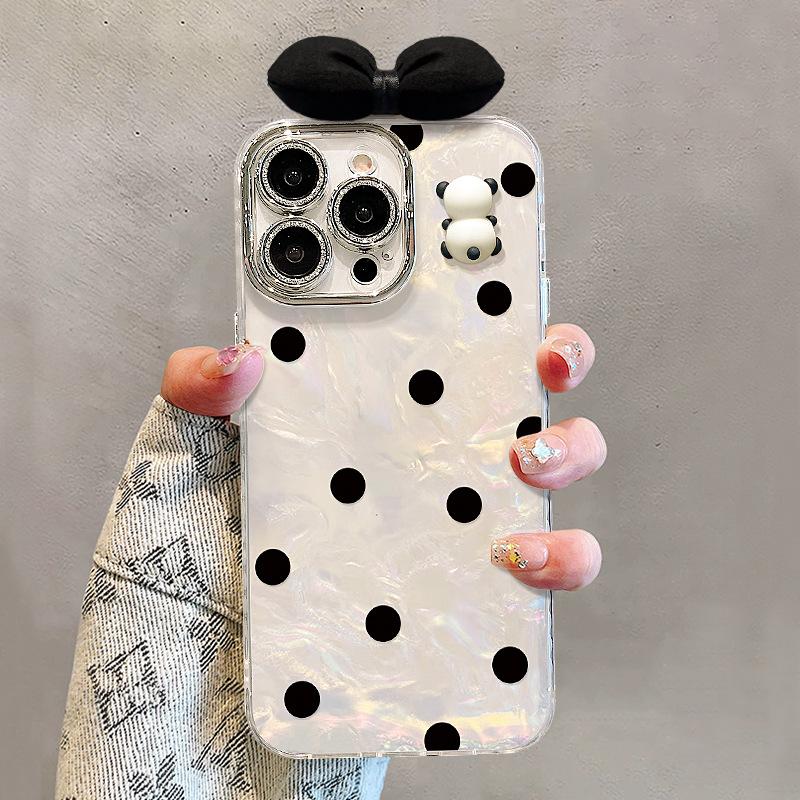 Pearl Mirror Bracelet Is Suitable for Apple 16 Mobile Phone Case 15promax Light Luxury 14 Advanced Sense 13 Girls 17 Anti-drop
