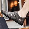 Leather Sandals Baotou 2025 Summer New Genuine Leather Breathable Hollow Porous Shoes Men's Tendon Soft Bottom Middle-Aged Dad