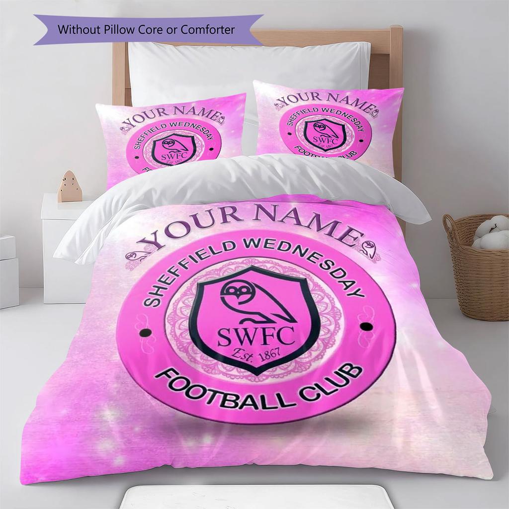Sheffield Wednesday Football Club Custom Name Pattern Bedding,Quilt Set Quilt Cover Pillowcase Home Birthday Gift(1 * Duvet Cover + 2 * Pillowcase, Wi