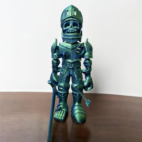 3D Printed Skeleton Knight Figurine Movable Joints Halloween Spooky Skeleton Warrior Articulated Skeleton Soldier Model Toy Desktop Decoration