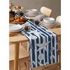 Nautical Ocean Blue Stripes Linen Table Runners Dresser Scarf Decor Washable Beach Conch Starfish Shell Table Runner Party Decor