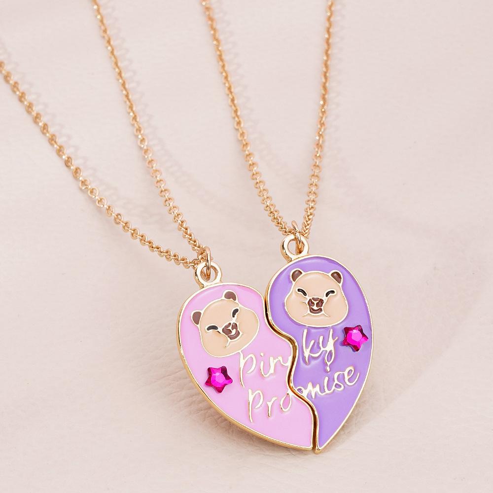 

Gradient Heart Magnetic Connect Necklace BFF Pendant Jewelry For Kids Best Friends