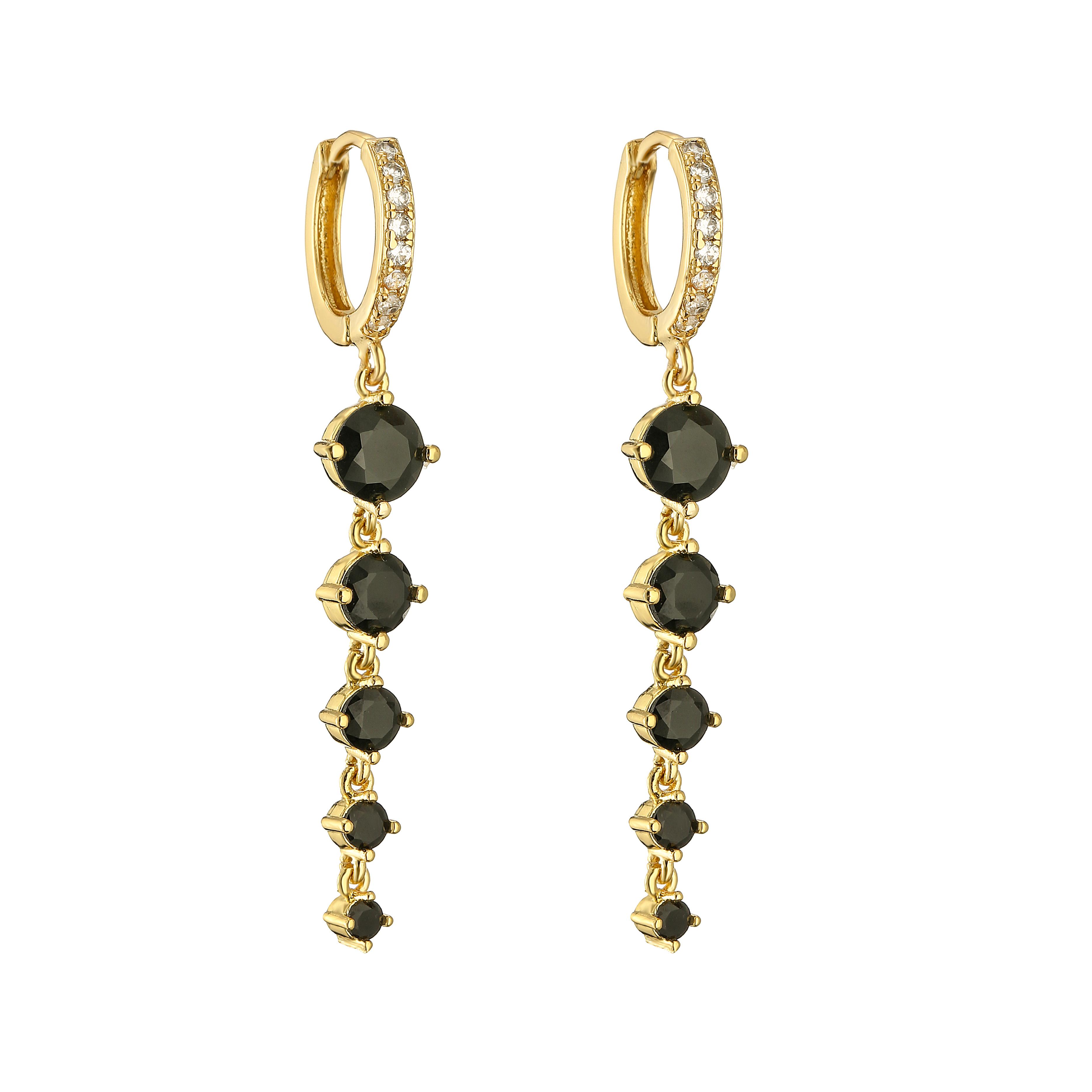 

HECHENG,Gold Plated Round Zircon Long Tassel Earrings for Women Feamale Earrings High Quality Brass Sparkling Luxury Zircon