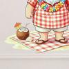 Summer Christmas Stickers Picnic Santa Claus Wall Sticker, Waterproof PVC Plaid Decal Mural Decals with Cake Design, Removable Art Decor for