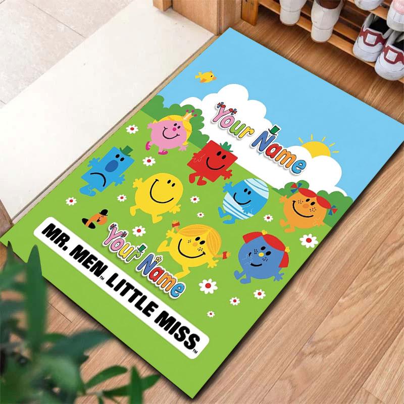 Mr. Men Little Miss Custom Name Carpet Rug for Living Room Bedroom Home Sofa Decoration,Kids play Non-slip Floor Mat