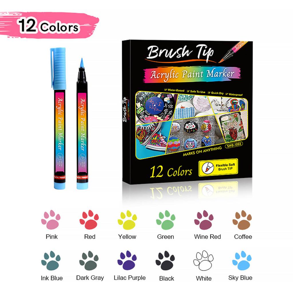 Pet Nail Polish Pens 12Colors Removeable and Safe Cat Nail Art Kitten Nail Polish Pens for Dogs Cats Pet Grooming Kits