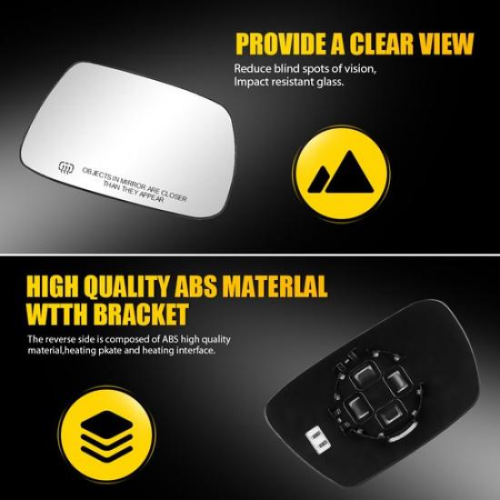 Mirror Glass For Grand Cherokee Jeep 2005-2010 Right Convex Heated Backing Plate