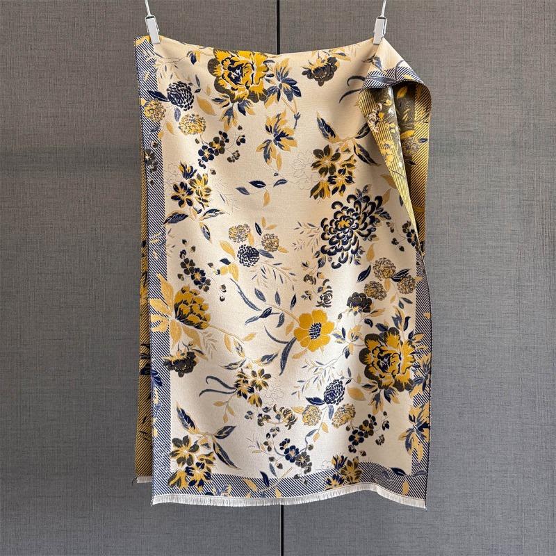 

Autumn and winter new retro flower jacquard scarf women s imitation cashmere temperament warm shawl with neck scarf 190*65cm