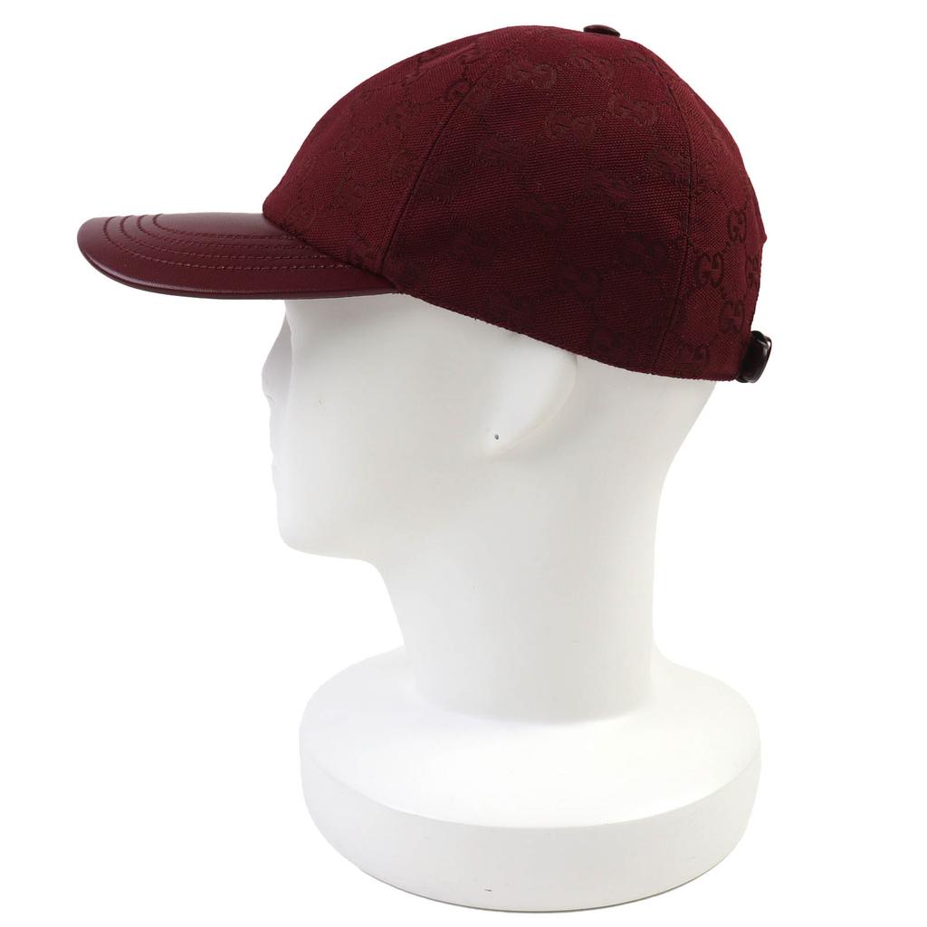 Pristine GUCCI cap GG Monogram Canvas and Leather Bordeaux cotton Women L 833272 Used