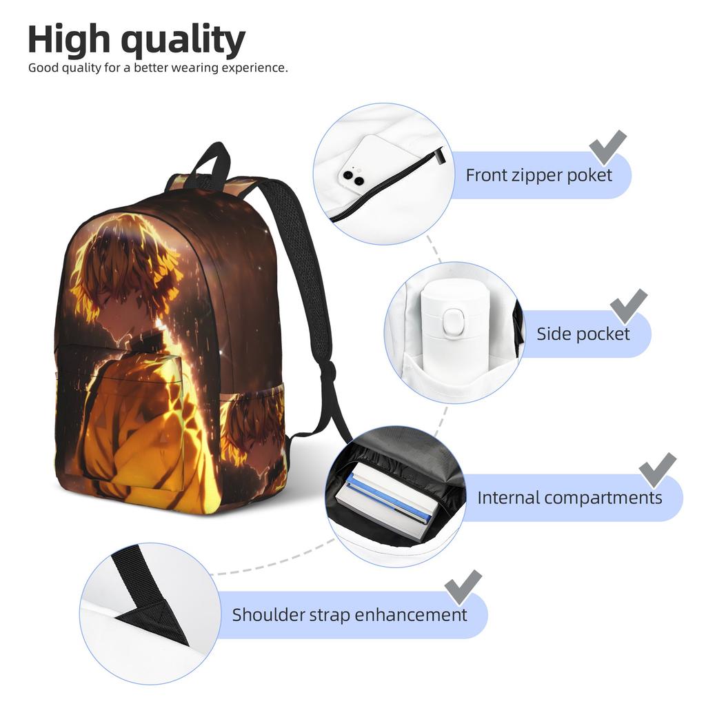 Fashion Demon Slayer Backpack shounen manga Mochilas Snack Storage Hiking Retro Washable Rucksack