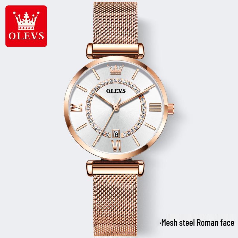 

Женские часы Oulishi Звездное небо с японским кварцевым механизмом, розовое золото, с бриллиантовыми акцентами - Водонепроницаемые, модный стиль.