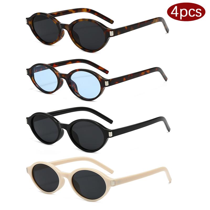 Cycling 1/4pcs Vintage Simple Oval Small Frame Sun Glasses Men Women Street Style Leopard Frame Sunglasses Luxury Brand Eyewear