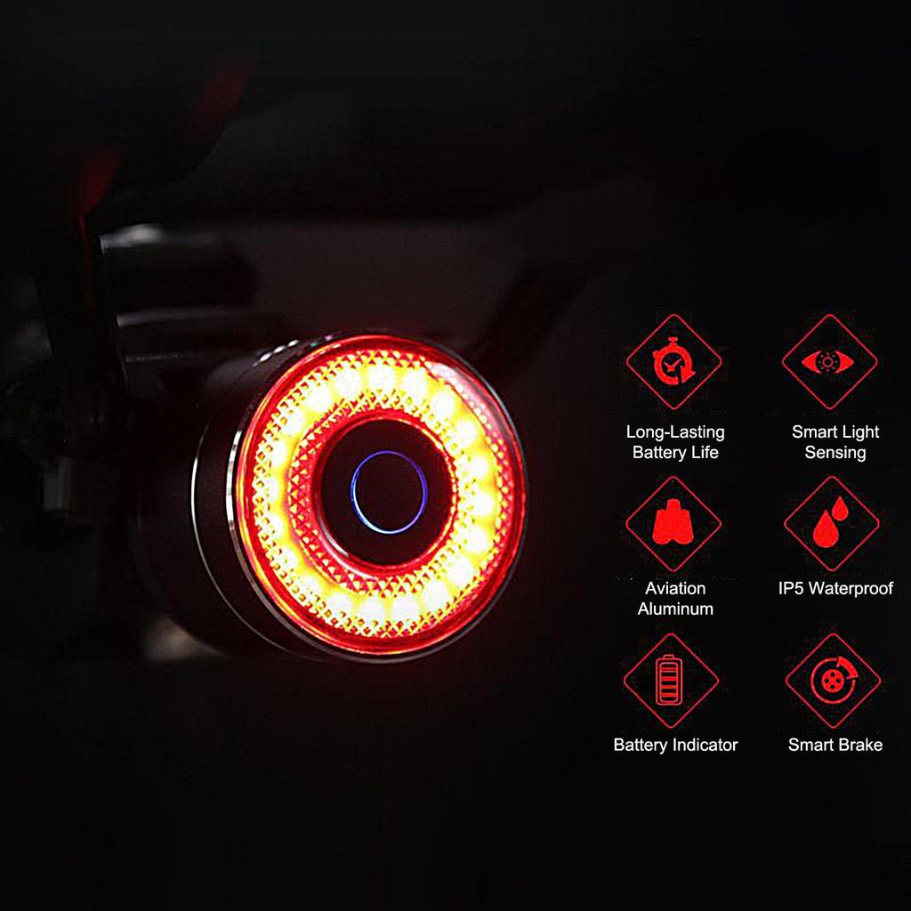 Bike Tail Light Smart Bike Tail Sensing Light Cycling Brake Sensing Lamp for Riding Mountain Road Daily Commuting Camping