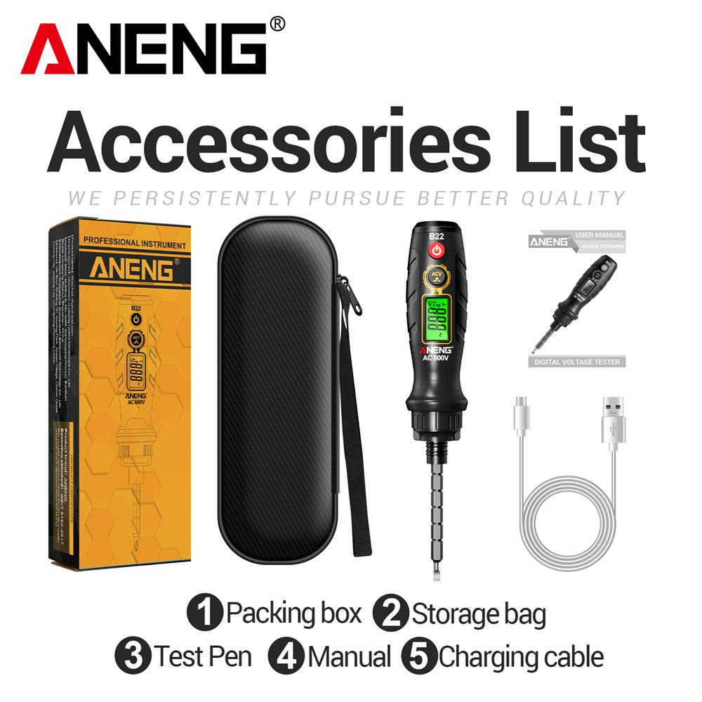 ANENG B22 Non-contact Voltage Test Pen  Rechargeable 30~1000V Detection Household DIY Electrician Repair Tool Screwdriver Ratchet Intelligent Test Pen