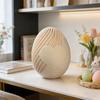 3D-printad påskprydnad Vertikalt randigt Ägg Kycklingfigur för Vår Hemhylla Öppenspis Bordsdekor