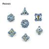 7 Pcs Silver Blue Leaf Flower Metal Dice Hollow Metal Polyhedral Dice Set Suitable for Role-Playing RPG  Board Game Card Game