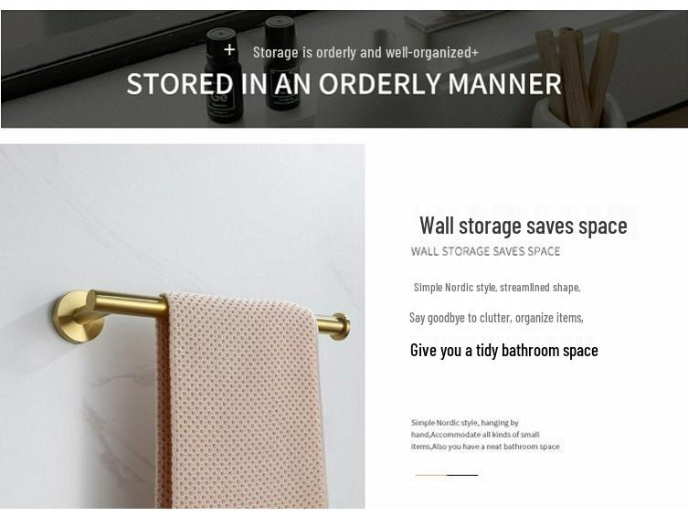 304 Stainless Steel Gold Bathroom Towel Rack Set