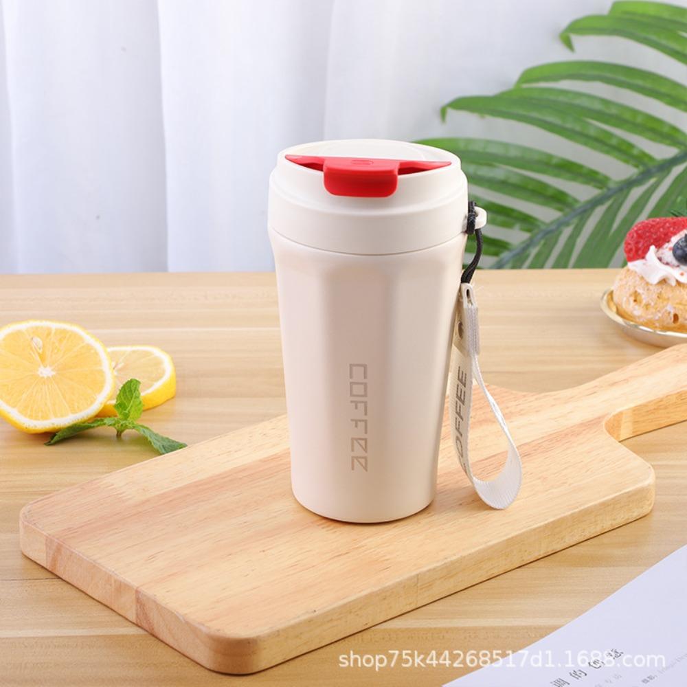 Praktischer tragbarer Thermobecher, niedliches Aktivitätsgeschenk, Wasserbecher, Becher mit Trageschlaufe, Kaffeetasse aus Edelstahl