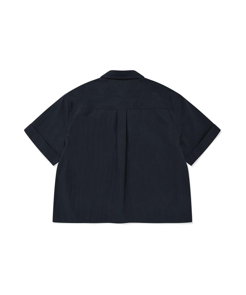 WACKY WILLY Women'S Lily Wappen Cotton Short Sleeve Shirt Navy