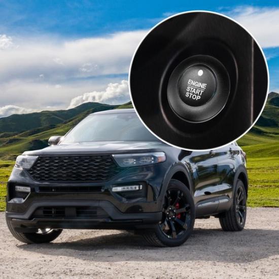 Car Engine Start Stop Button Cover Kit Sticker for Ford Explorer Hybrid Black