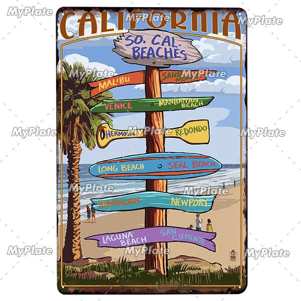 Surf Metall Zeichen Vintage Plaque Zinn Zeichen Wand Dekor Für Beach Club Mann Höhle Metall Platte Große Welle Poster