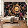 1pc Bohemian Tarot Sun and Moon Tapestry Wall Hanging-Vibrant Starry Floral Pattern Polyester, for Living Room and Bedroom Decor