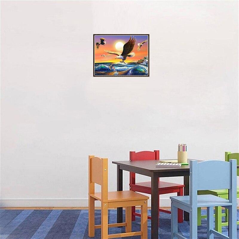 DIY Eagle 5D Diamond Painting Full Round Resin Animal Diamond Embroidery Cross Stitch Kits Mosaic Art Wall Home Decor