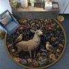 Deer in the Garden Round Area Rug,Carpet Rug for Living Room Bedroom Sofa Playroom Decor,Non-slip Floor Mat