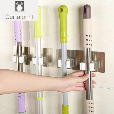 An der Wand montierter Moppständer für Badezimmer, Küche, Organizer für Pinsel, Besen, Lagerregal, Hängeschienen, Reinigungswerkzeuge