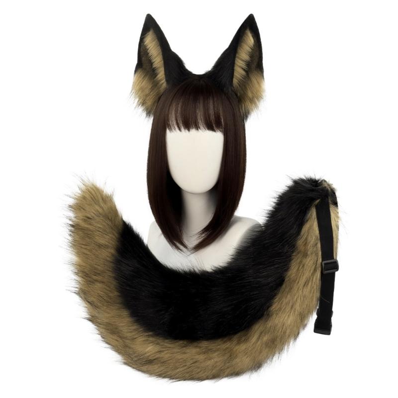 Wolf Dog Dress up Costume Halloween Animal Costume Animal Ears Headband, Animal Tail, for Girl Cosplay Halloween Party