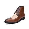 Men's Plus Size Retro High-Top Color Block Leather Shoes - Formal and Casual Trendy Footwear.