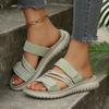 Sandali Bassi a Infradito da Donna Taglie Forti, Scarpe Casual Moda con Lavorazione Intrecciata, Sandali Bassi Estivi a Fascia Singola per Donna