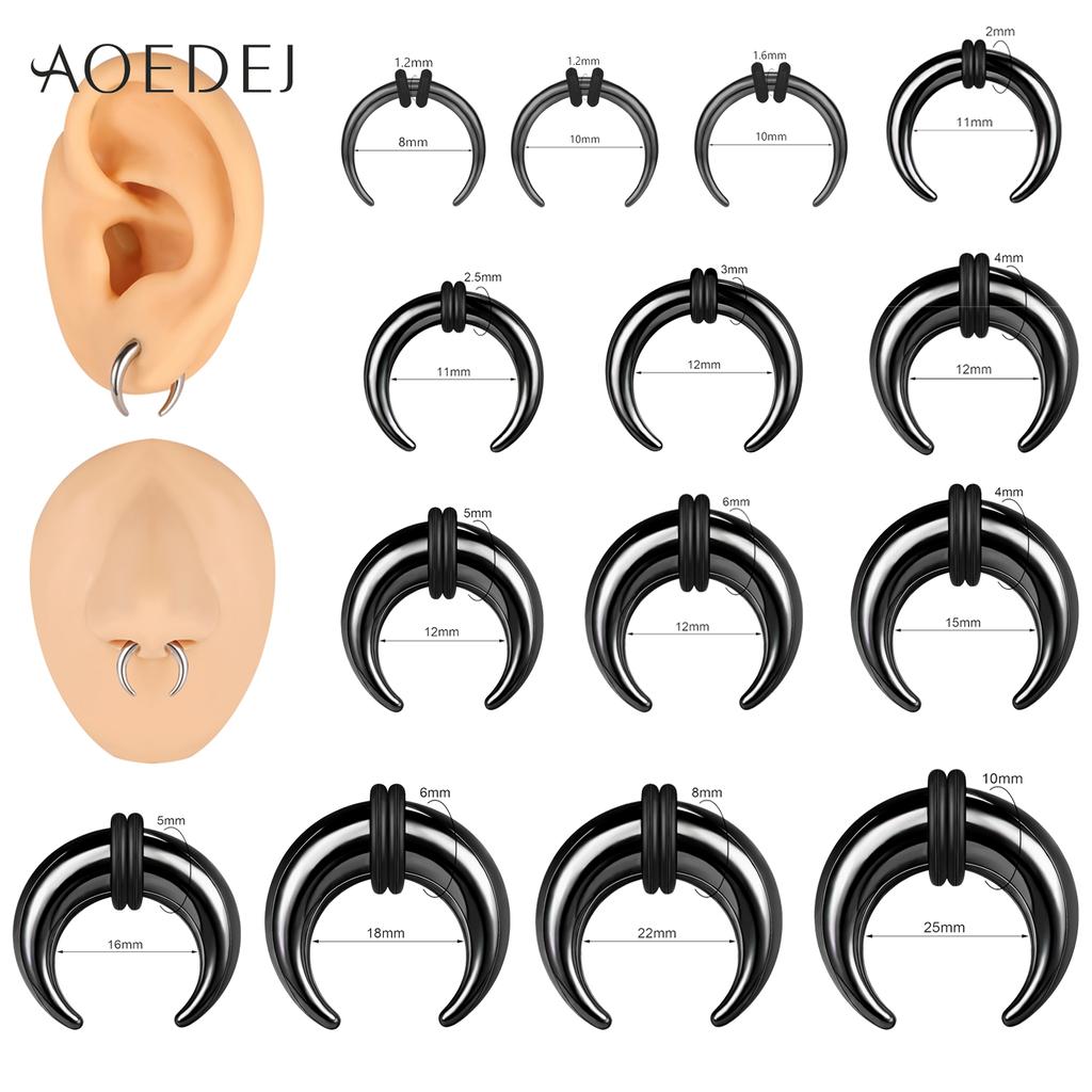 AOEDEJ 1Piece Stainless Steel Nose Ring 8-25mm Horseshoe Shape Septum Rings Colour Nose Studs Earring Punk Body Piercing Jewelry