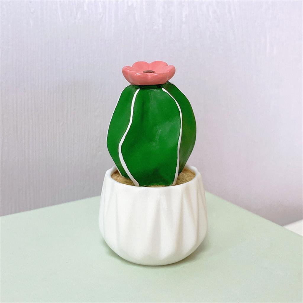 Mini Artificial Cactus and Bonsais Figure Resins Succulent Faux Potted Plant Figurine for Home and Office Desktop Decors