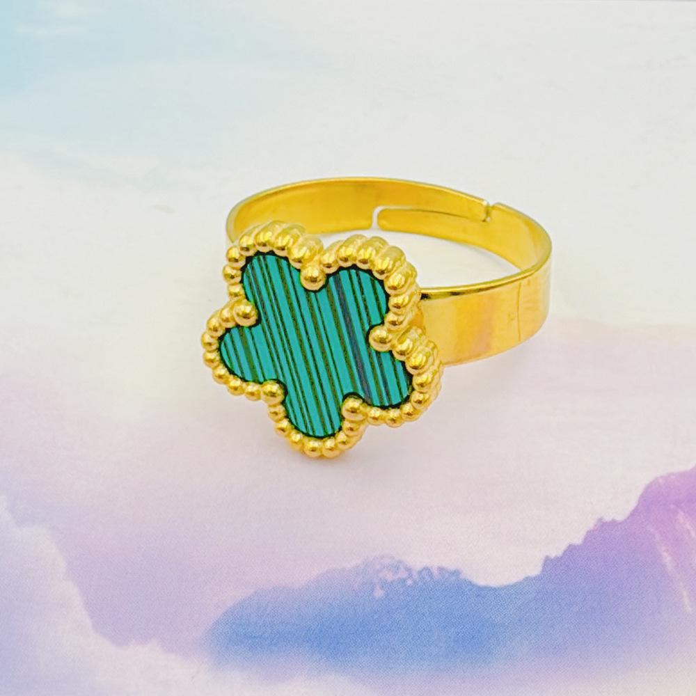 Lucky Five-Leaf Clover Adjustable Titanium Steel Ring