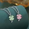 Women's Light Luxury Cat's Eye Clover Necklace - Heart Pendant, Versatile Clavicle Chain
