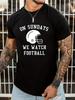 Slogan & Football-Helm-Muster Design - 100% Baumwolle Sommer Kurzarm Rundhals Freizeit Bedrucktes Herren-T-Shirt. - Herren Sommer ...