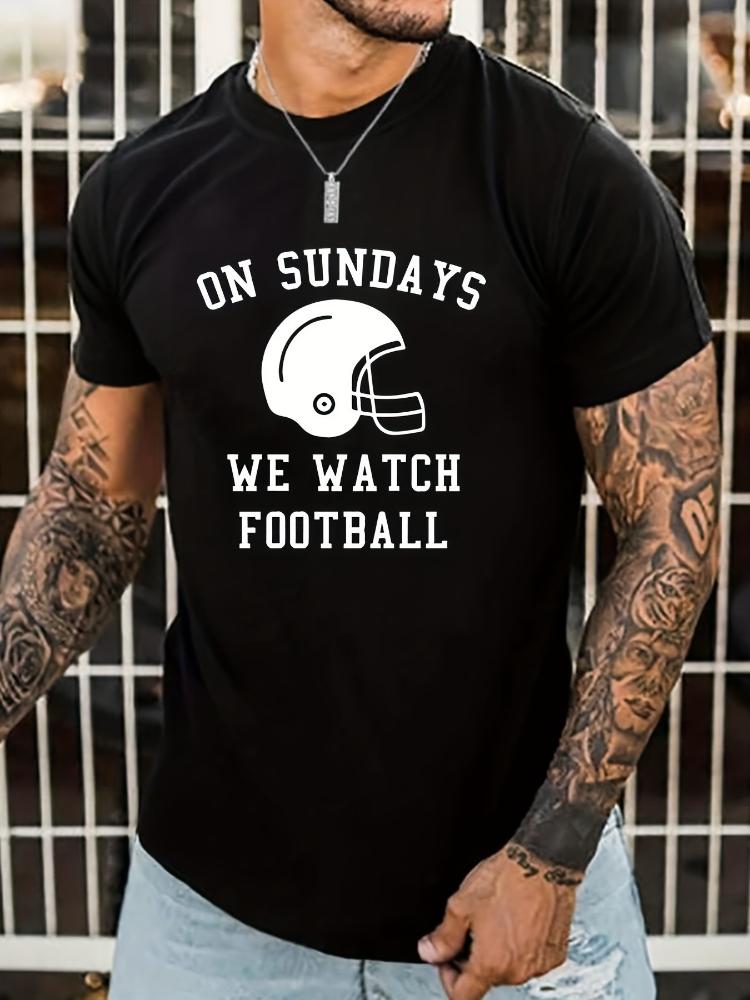 Slogan & Football Helmet Pattern design -100% cotton summer short sleeve O-neck casual printed men s T-shirt. - Men s Summer ... S разноцветный
