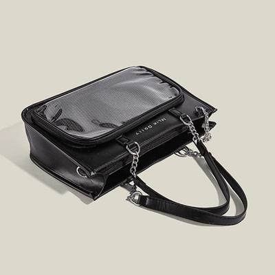 Ita Bags Womens Shoulder Bag Black Lolita Gothic Y2K Cute Tote Bag Transparent Jk Chains Square Large Capacity Handbag