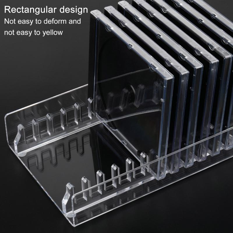 Clear Acrylic CDs Holder, Desktop Organizers Rack for 12 Standard CDs Case, Slip Resistant Base