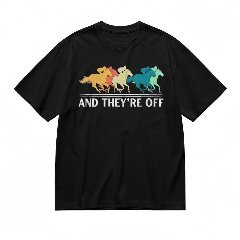 

Men s Comfy Slight Stretch Breathable Classic T-Shirt Horse Racing Graphic Tee 3XL