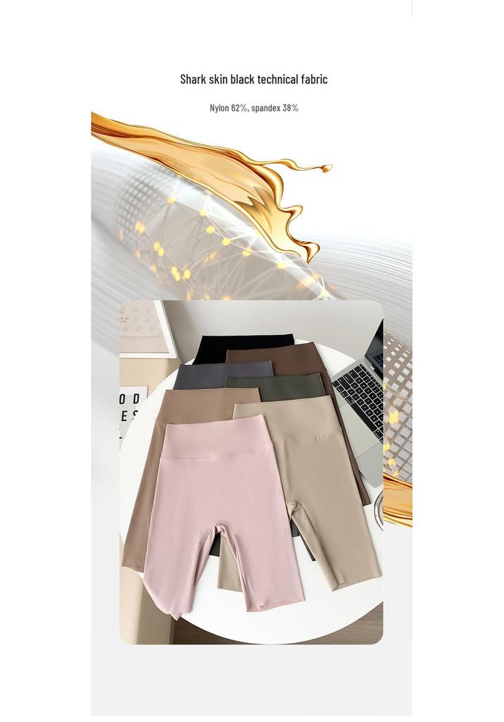 Women's Five-Point Shark Skin Compression Shorts: Anti-Exposure, Tummy Control, Slimming Fit for Summer Yoga, Cycling, and More.