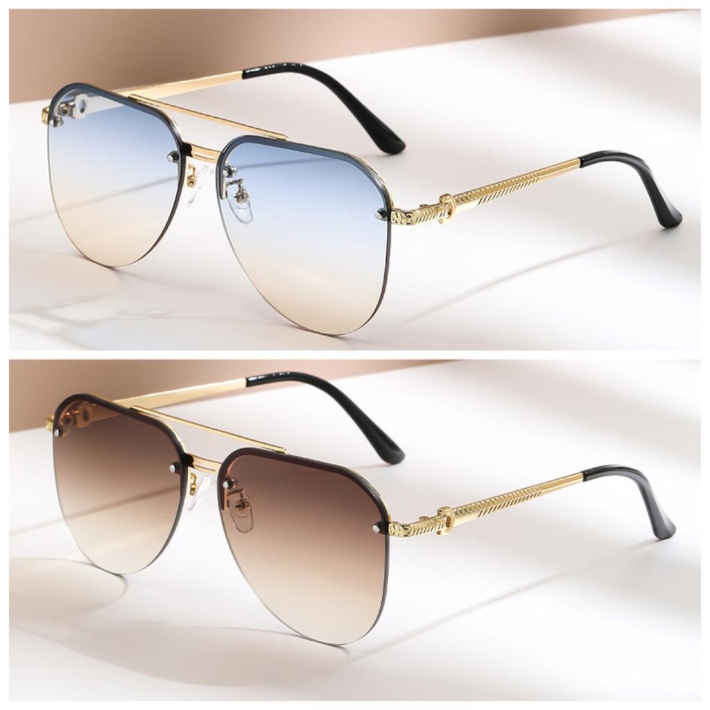 1/2PCS Retro Metal Sunglasses Half Frame Double Beam Vintage Fashion Sunglasses for Women Men