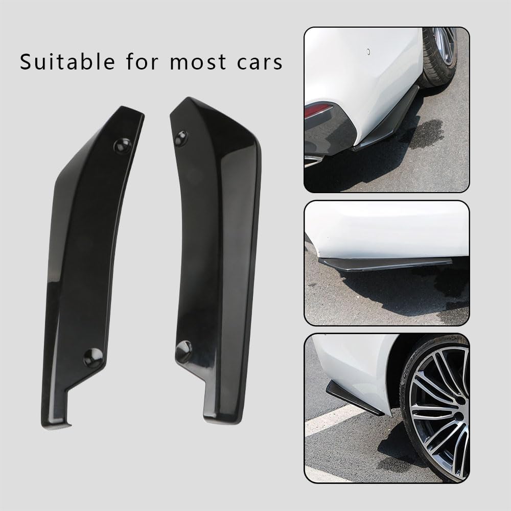 Jsorum 2Pcs Rear Bumper Canard Splitter Protector, Universal Bumper Lip Spoiler Kit Exterior Decorations For Car (Black)