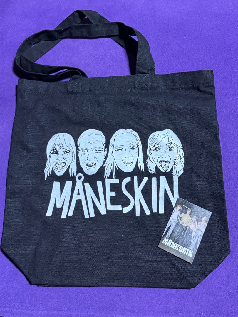 

[USED] MÅNESKIN Faces Doodle Black Tote Bag