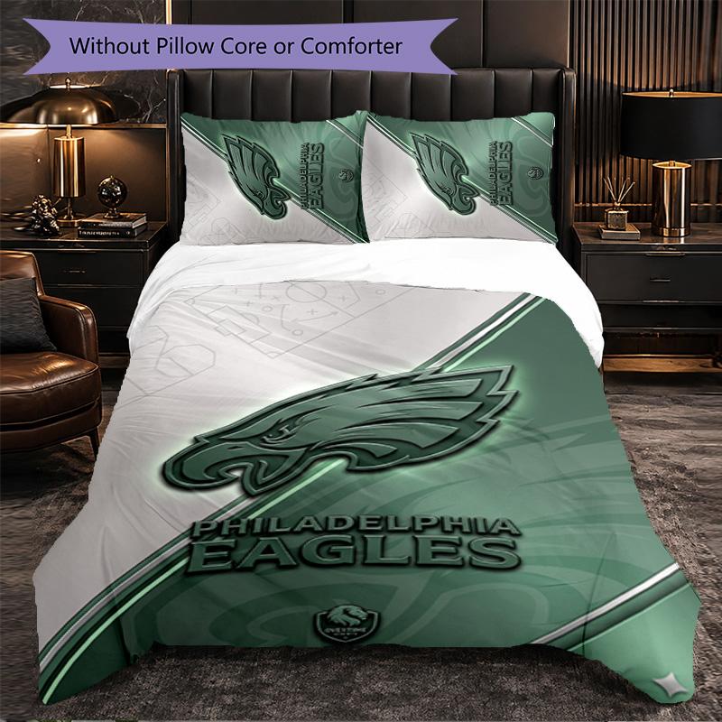 Set Biancheria da Letto in Microfibra con Fantasia Philadelphia Eagles 3 Pezzi Decorativo Copripiumino per Camera da Letto Uso Domestico
