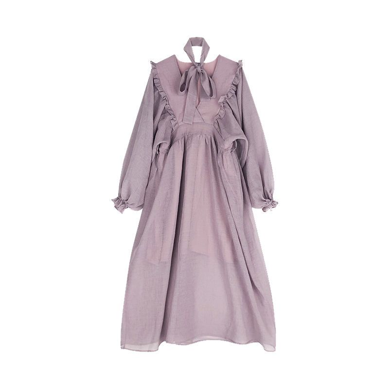 Maternity Spring Dress Fashion Set Baby Doll Dress Spring Autumn High-End Fairy Maternity Dress