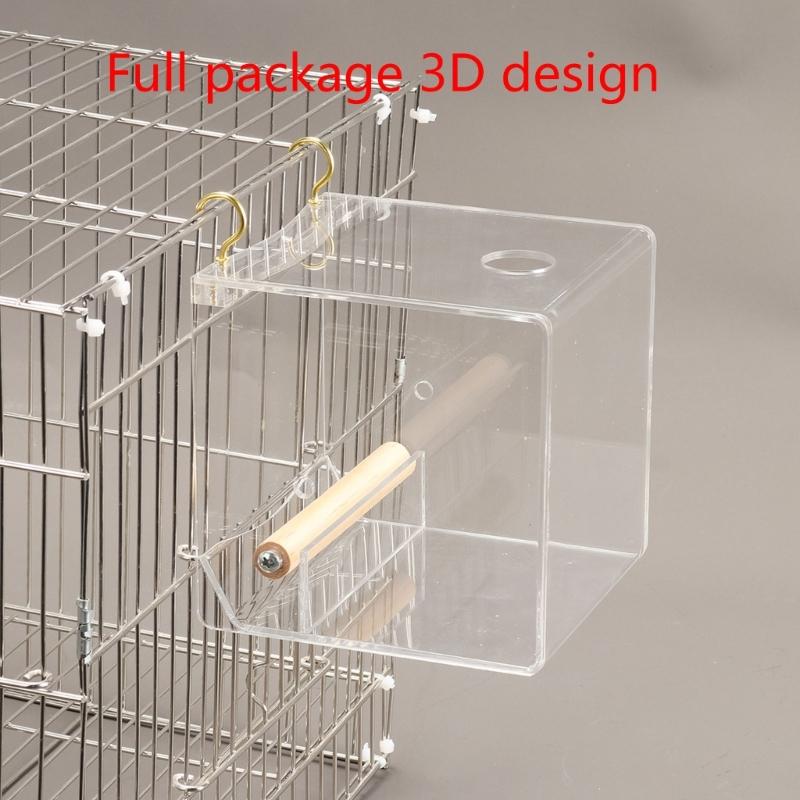 Dustproof Bird Food Box Hangable Feeding Box Automatic Bird Feeder Anti-spill Bird Food Container with Standing Perch