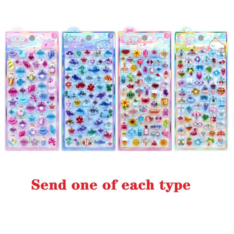 Cartoon Embossed PVC Sticker for Kid Wall Door Scrapbooking Journal Planner Phone Case Laptop Children Reward Sticker