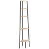 Corner Shelf with 5 Shelves Light Brown and Black 45.5 X 31.5 X 180 Cm